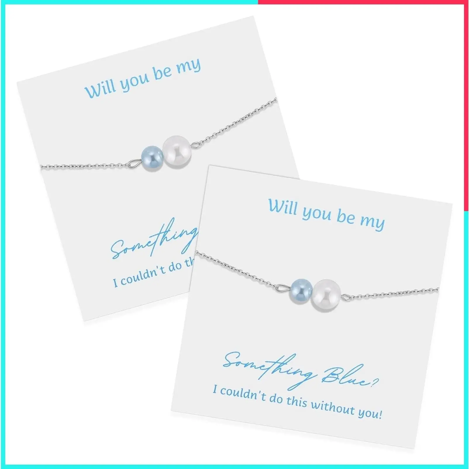Elegant White Blue Pearl Anklet for Bride, Something Blue Jewelry for Wedding Day, Bridal Shower, Bachelorette Party