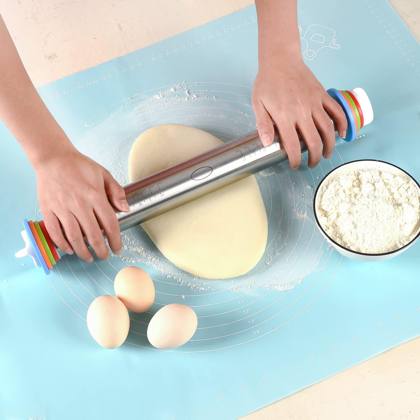Adjustable Thickness Ring Rolling Pin for Baking Pizza Pie Kitchen Essential Tool, Zelkova Schneideriana Harvested in China