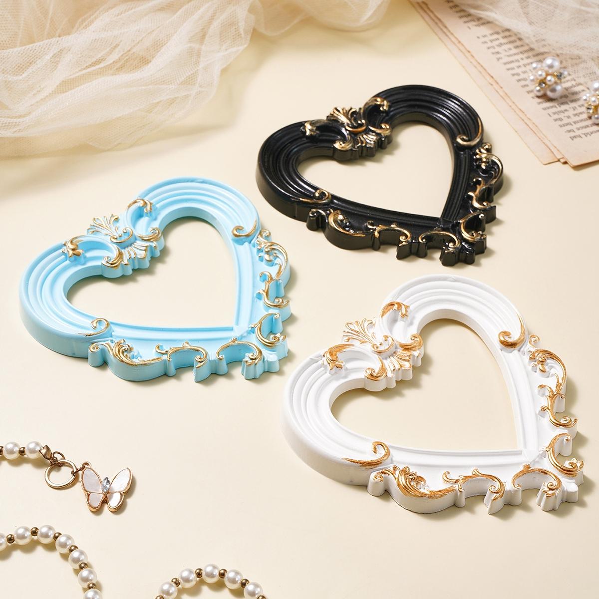 European Style Heart Frame Decor, Resin Hand-Painted DIY Decoration, Bathroom Ornament, Photography Prop, Party Scene Setter