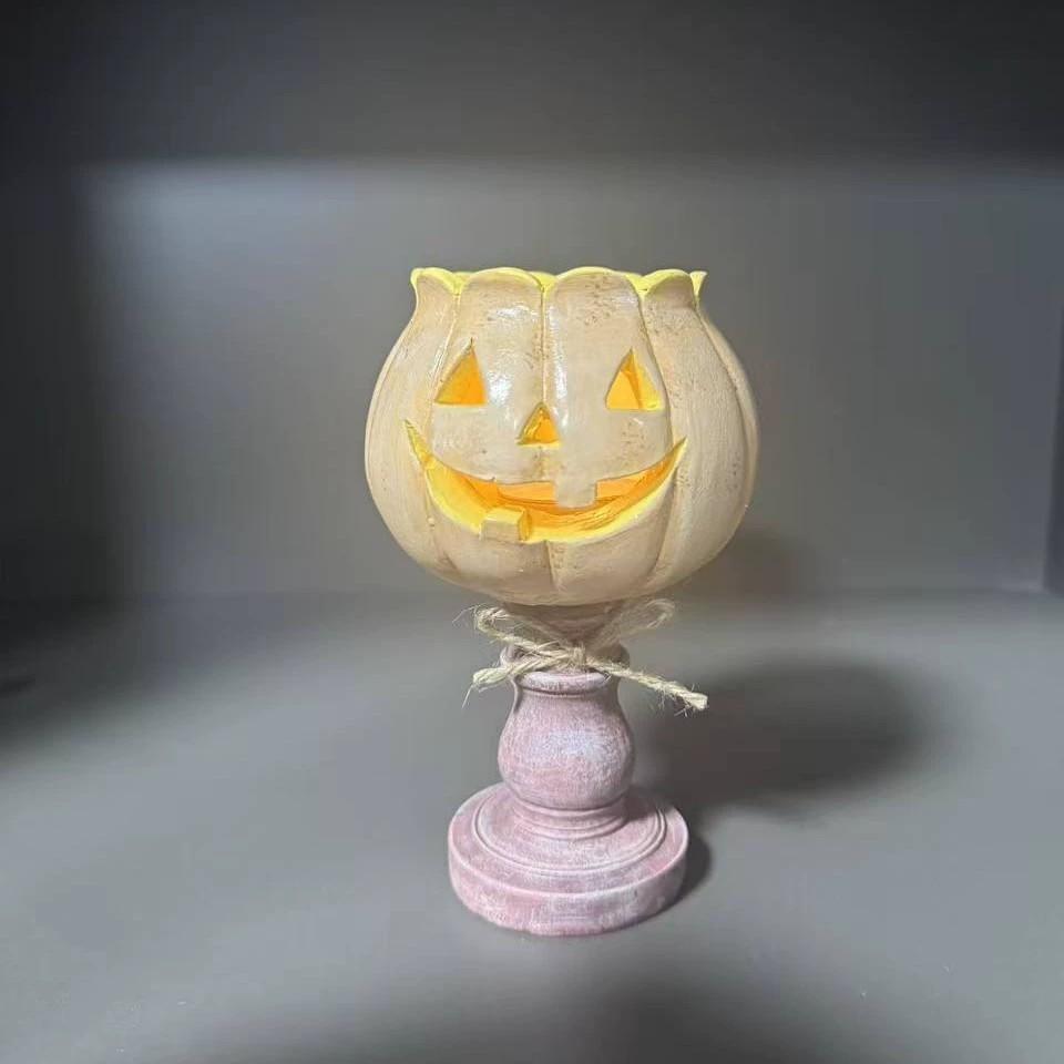 Creative Pumpkin Ornament Resin Craft, Halloween Home Decor Candle Holder, 1pc DIY Decoration, No Wax Included, Perfect for Festive Settings