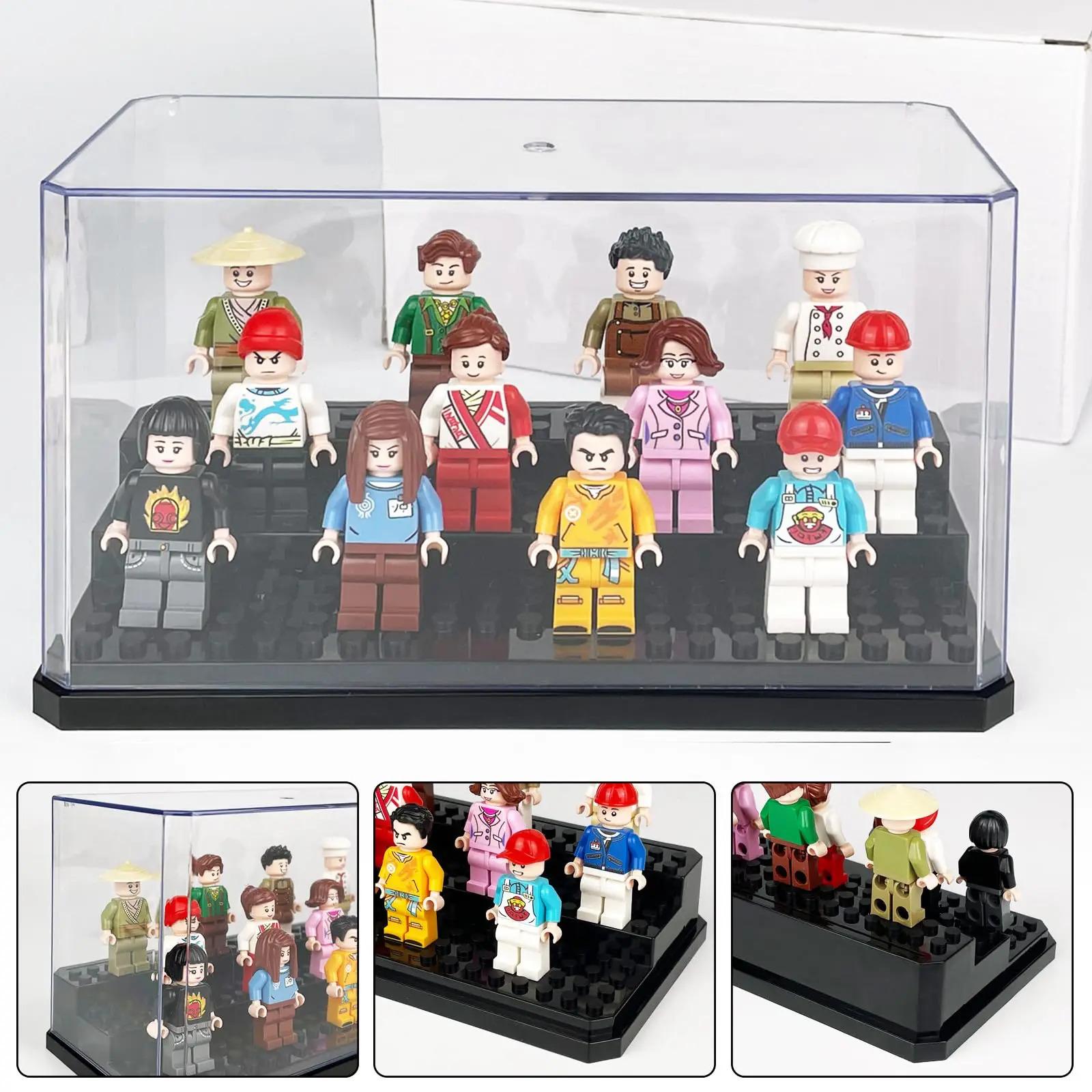 Acrylic Minifigures, Figurine Display Case, Stackable and Dustproof Display Box Transparent Acrylic for Lego Action Figure Toys Storage Scratch-Resistant & Shatter-Proof Easy to Assemble Desktop Organizer Decor for Collectibles