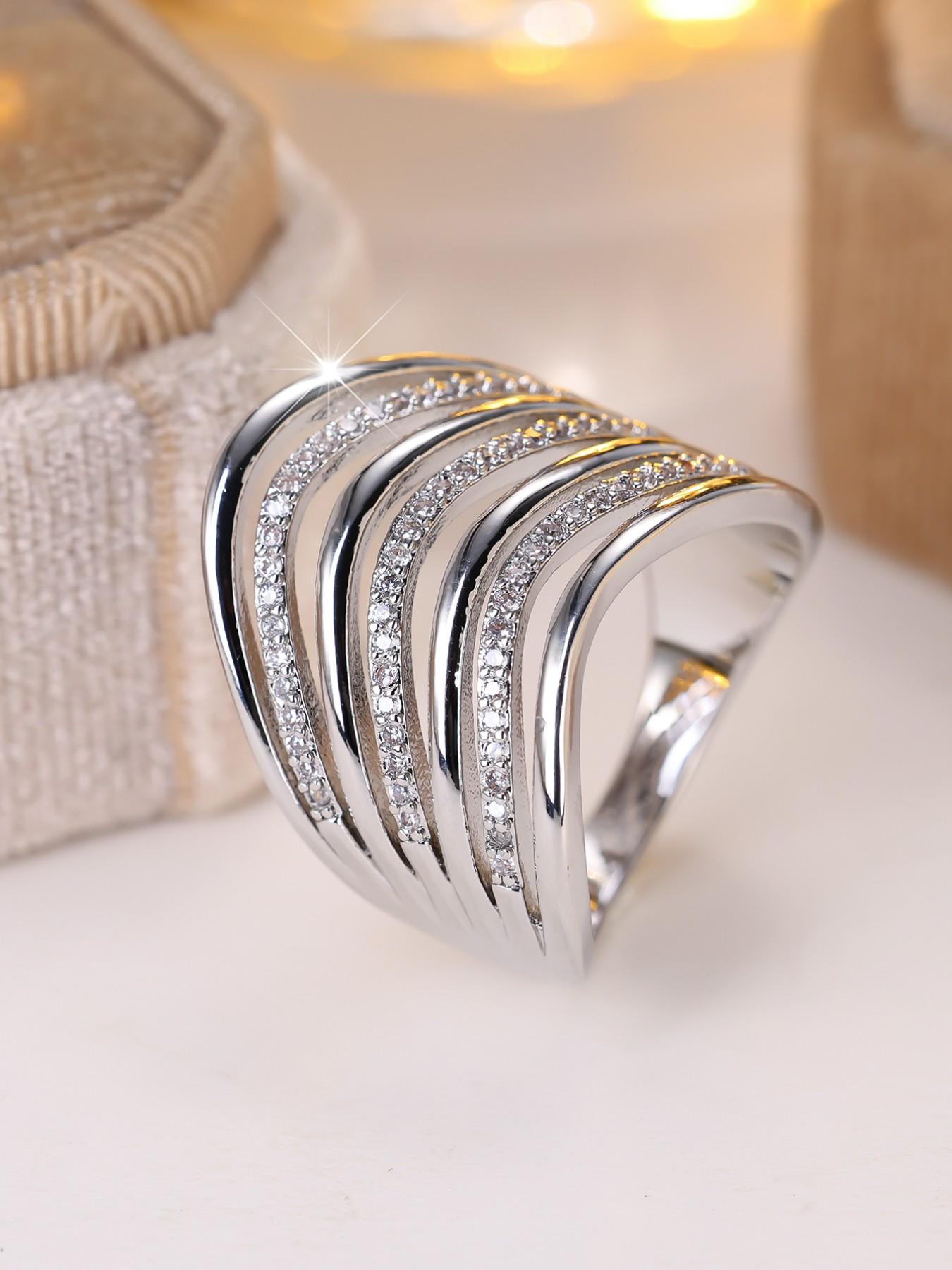 Exquisite Multi-layer Engagement Ring - Fashion Synthetic Zirconia Stackable Rings for Women & Girls, Perfect for Wedding Jewelry Engagement Ring, Daily Wear Anniversary Valentine's Day Gift