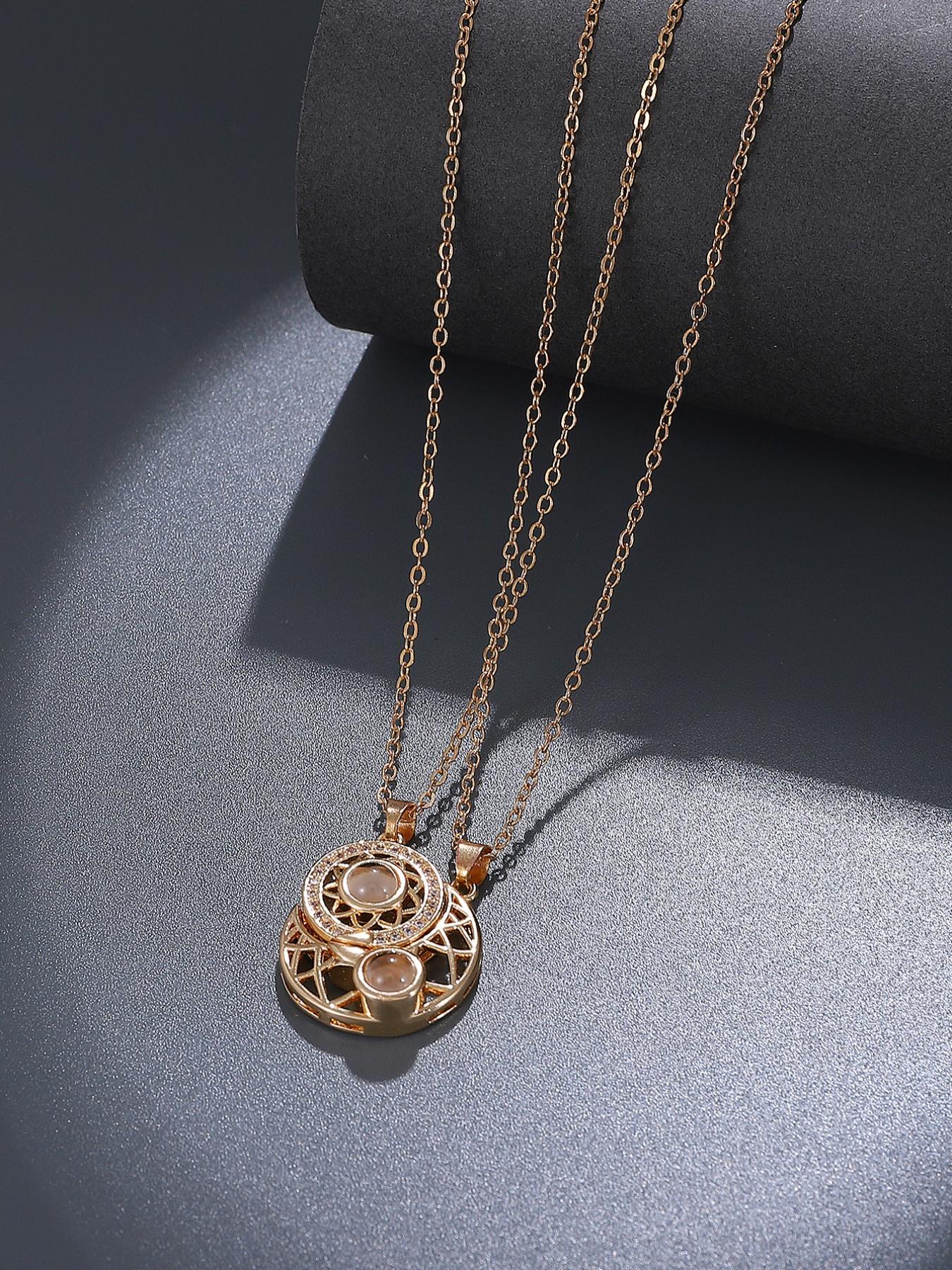 Trendy Couple Necklace Set, Fashionable Layered Necklaces, Yin Yang Design, Perfect Gift for Friends and Lovers, Elegant Lockbone Jewelry