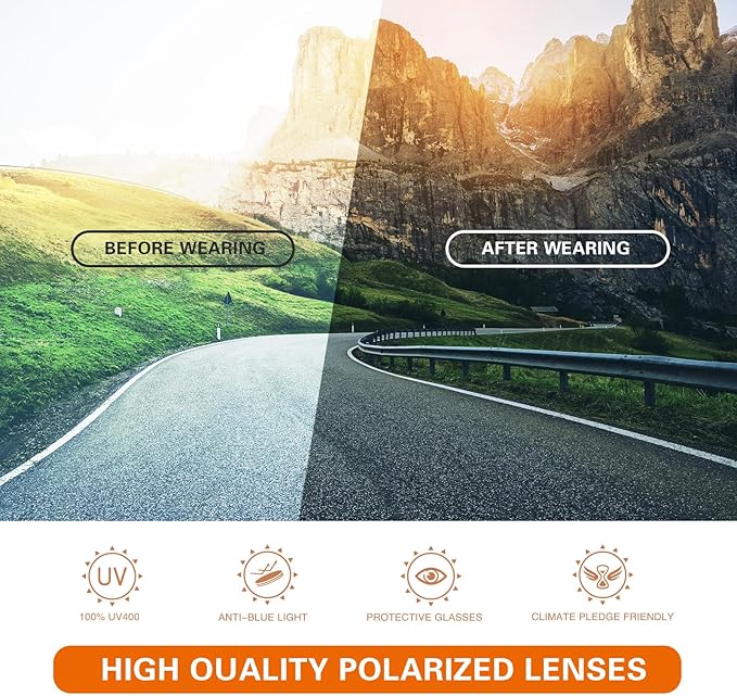 SUOSO Sports Polarized Sunglasses for Men & Women – UV400 Protection Wrap-Around Goggles for Fishing, Driving, Cycling – Lightweight TR90 Frame