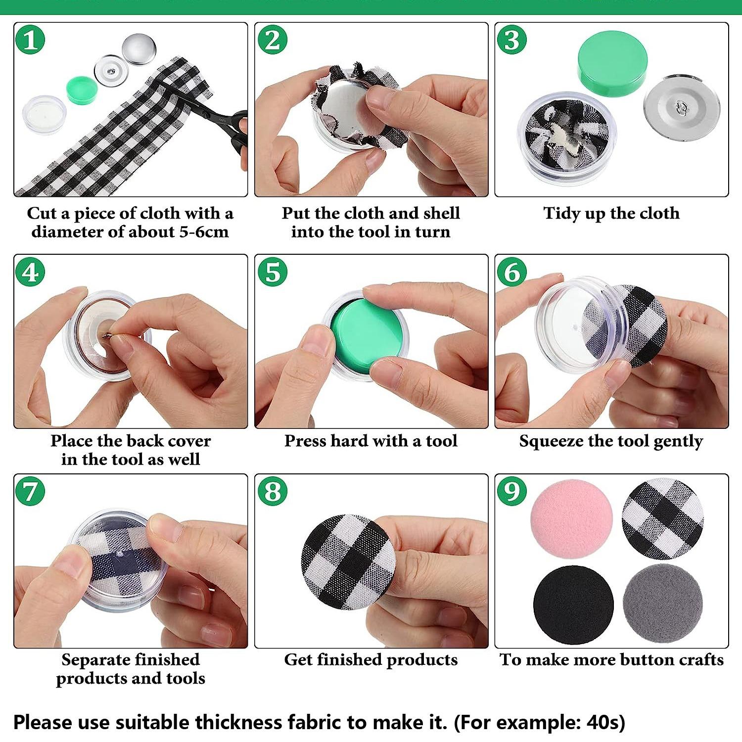 Button Sewing Kit Set with Tools, DIY Cloth Button Making, Handmade Craft Tool with Base, Includes Essential Sewing Accessories