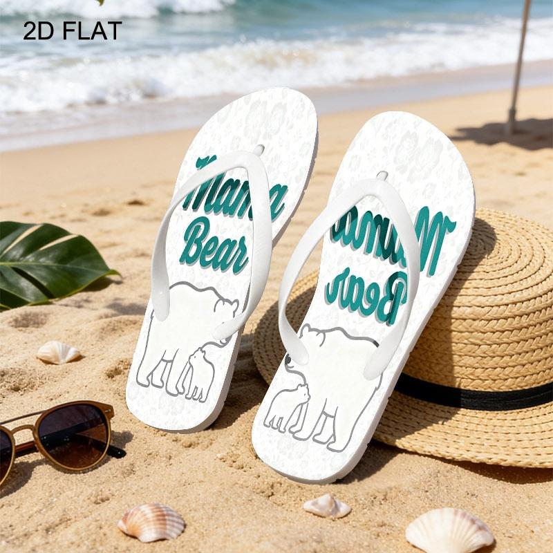 2026 Summer New Women'S Flip Flops, Open Toe Flat Heel, "Mama Bear" & Cubs Design, Available in Various Colors And Sizes, Ideal for Mother'S Day, Easter, Holiday Gifts, Fashion Sandals for All Seasons, Women Shoes