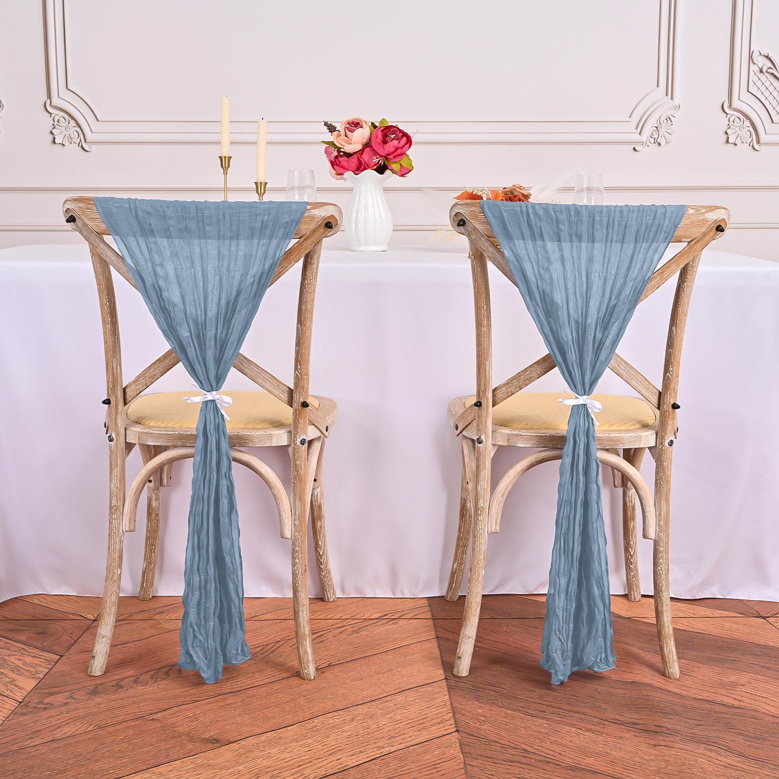 50/60PC 16x70inch Chair Sashes Cheesecloth Sashes Rustic Chair Decorative Bows Designed ChairCover for Wedding Banquet Party Aisle Home Kitchen Decoration