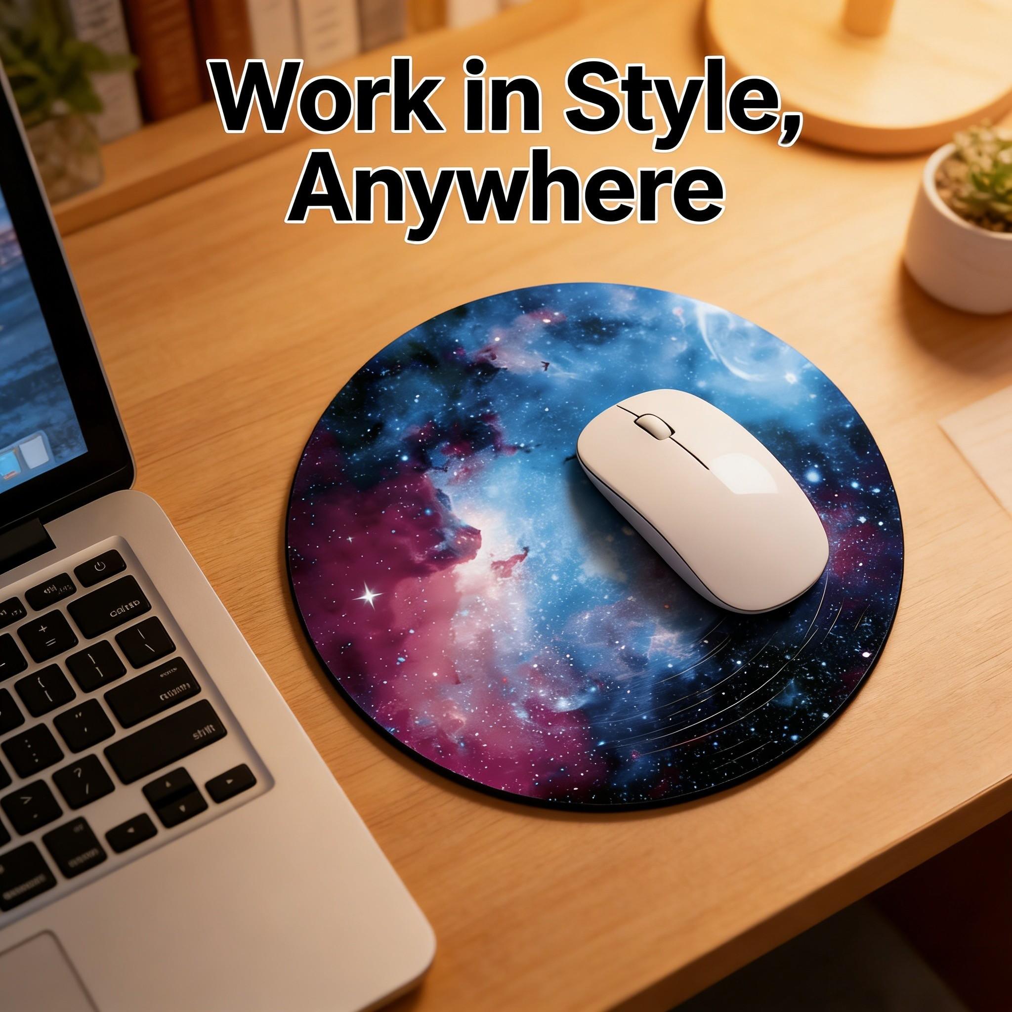 Fashion Starry Sky Round Mouse Pad, Non-Slip Rubber Base, Small Desktop Mat for PC/laptop, Gaming/mouse Pad, Gift for Women, 7.87 Inches