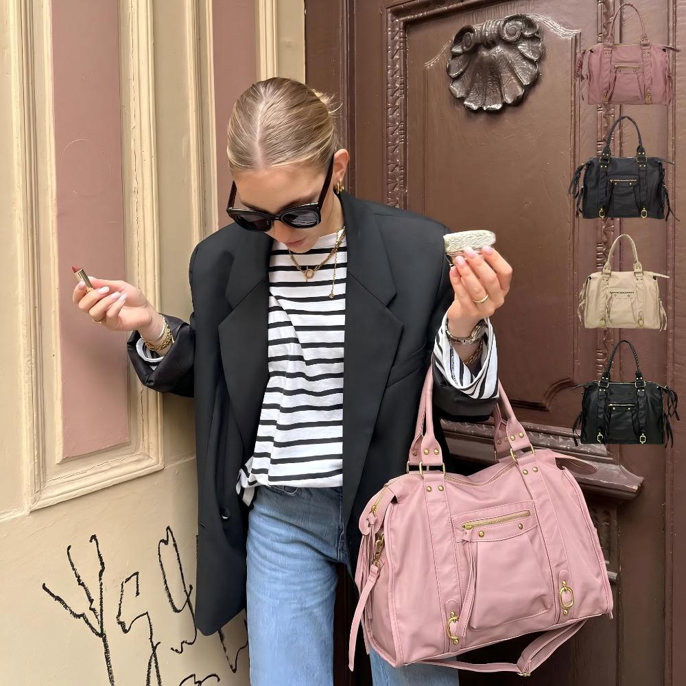 Women's shoulder bag, Stylish crossbody bag, women's retro Y2K spicy girl handbag, Casual trendy bag, large capacity, multiple pockets, punk diagonal cross bag, washed and worn vegan leather bag, suitable for vacation, shopping, work