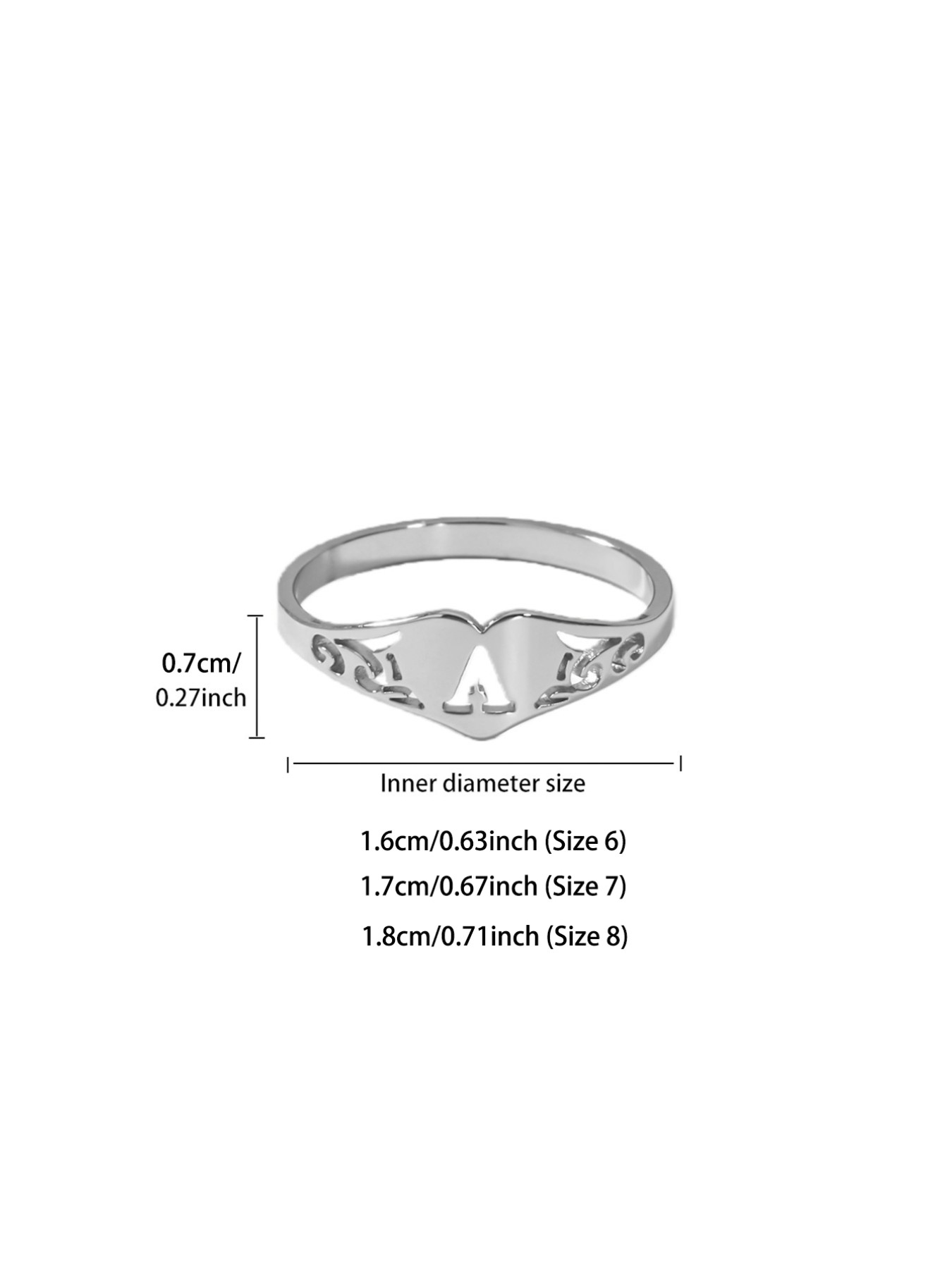 1 Pcs Hollow Initials Heart Rins for Women Stainless Steel Initial Letter Ring Aesthetic Fashion Waterproof Jewelry,Perfect Gifts for Birthday,Party,Wedding,Anniversary,Mother's Day,Vacation,Daily