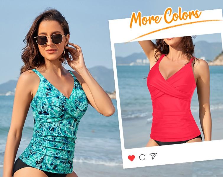 Tempt Me Women Underwire Tankini Top Only - Twist Front V Neck Bathing Suit Swim Top Tummy Control Cross Top 2026 Tempt Me Women Underwire Tankini Top Only - Twist Front V Neck Bathing Suit Swim Top Tummy Control Cross Top 2026