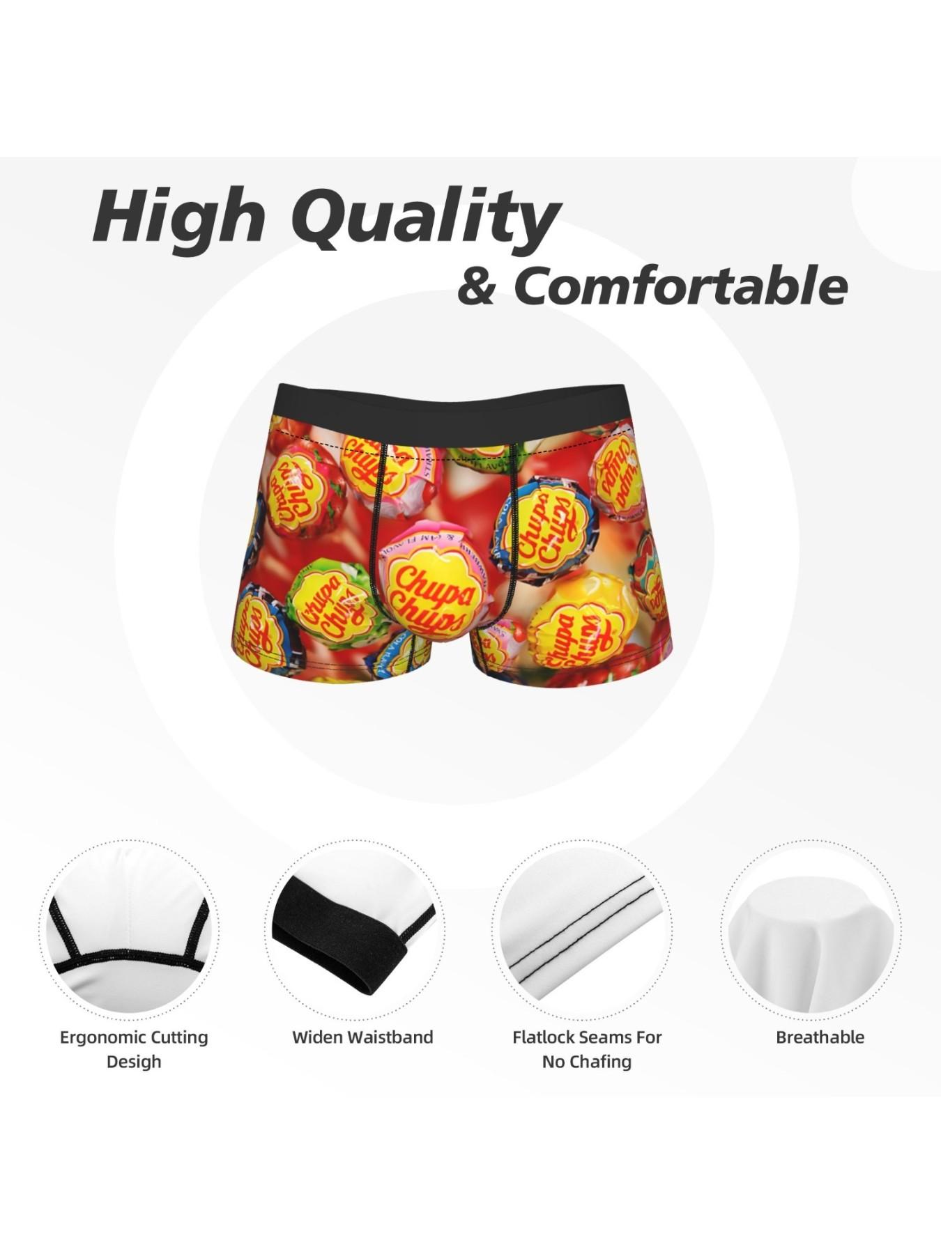 1 piece Chupa Chups Candy funny desgin Underpants Homme Panties Man Underwear Comfortable Shorts Boxer Briefs, Street Style Underwear