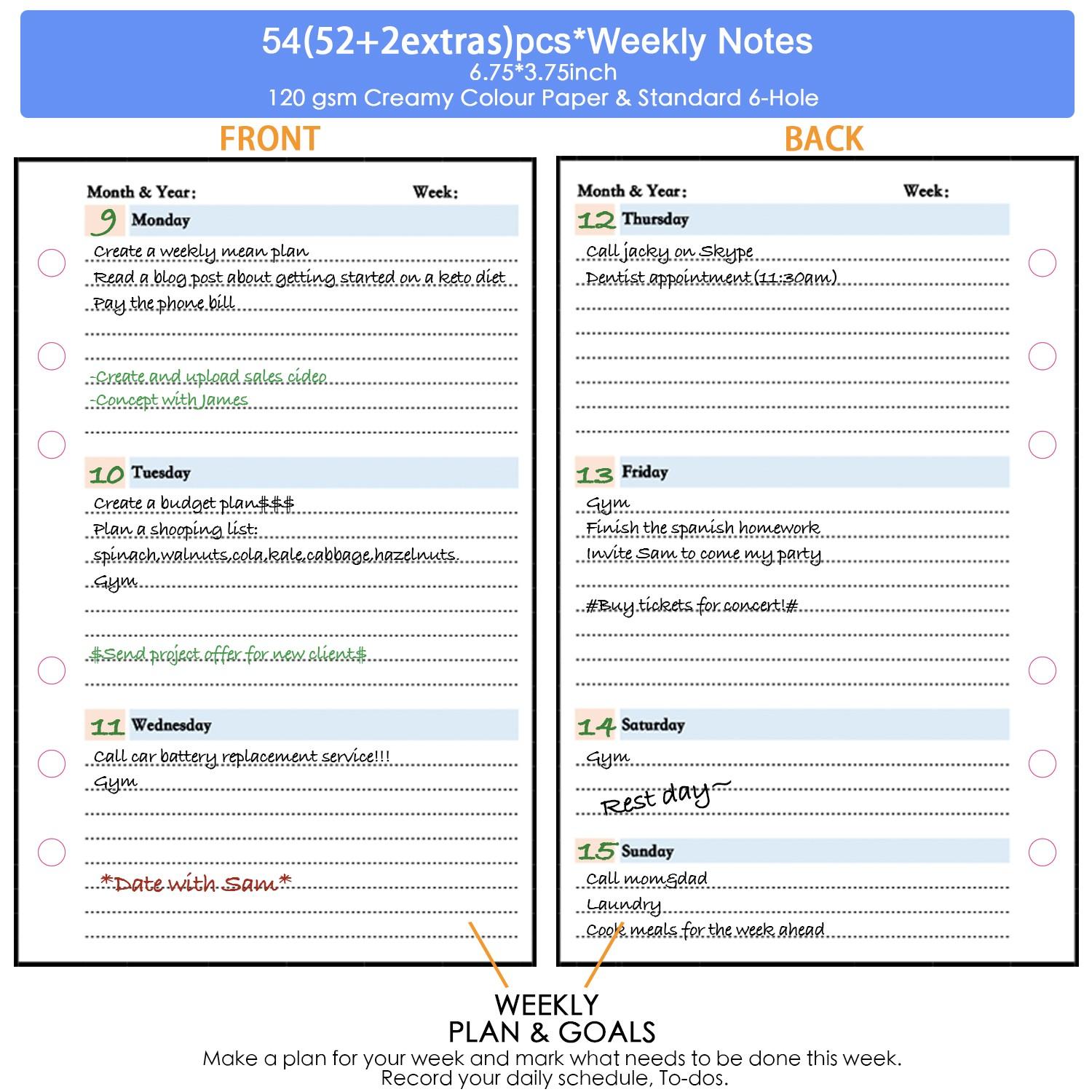 82pcs Budget Planner Refill Weekly Monthly Inserts 6 Hole Personal Size A6 6.75"x3.75" Budget Binder Refill Cash Envelope System Wallet Money Envelope Budget Sheets Expense Tracker Finance Planner Savings Organizer Bill Tracker Budgeting Notebook