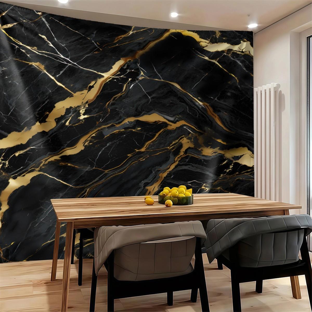 Marble Tapestry Wall Hanging, Gold Foil Vein Abstract Art Wall Tapestry, Luxury Modern Aesthetic Tapestry for Bedroom Living Room Dorm Home Decor