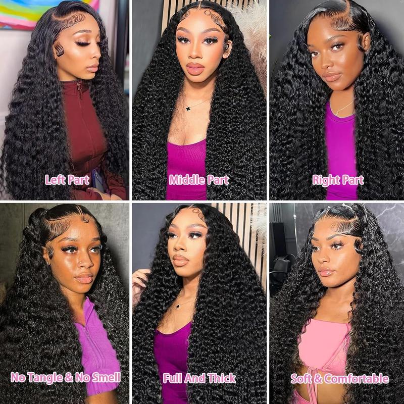 【NEW IN】13x6 Deep Wave Lace Front Wigs Human Hair 180 Density 30 32 Inch Curly Wig 13x4 HD Lace Front Wigs 100% Human Hair Pre Plucked for Black Women Natural Color