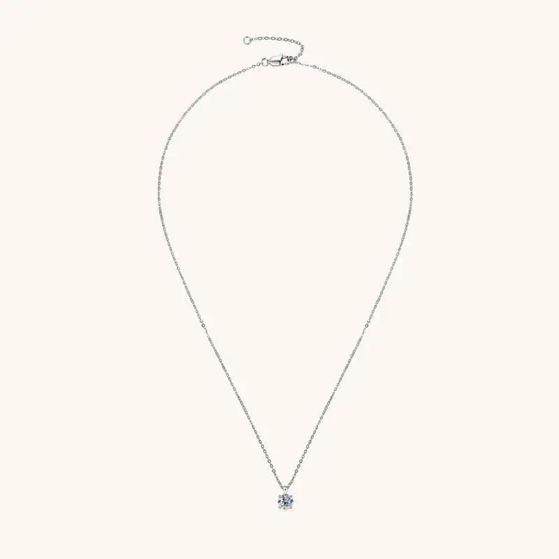 Ty 6.5mm 1 Carat D Moissanite Solitaire Drop Necklaces 18K Gold Plated Pendant Original Real 925 Silver Chain Jewelry For Women