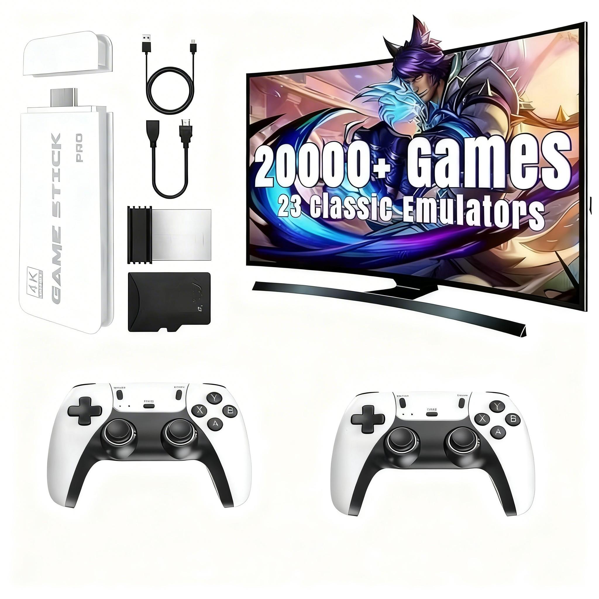 Retro game console, featuring over 20,000 games and 26 emulators, equipped with 26 wireless controllers, TF card, HDMI output interface, and 2 ergonomic wireless controllers. Suitable for all age groups and ideal for gift-giving during holidays.