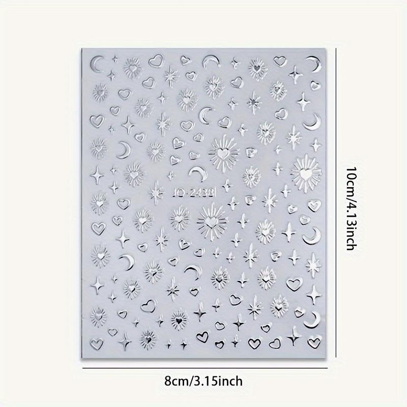 3D Star & Moon & Heart Pattern Nail Art Sticker, 6 Sheets Self Adhesive Nail Decal, French Nail Art Decoration for Women & Girls