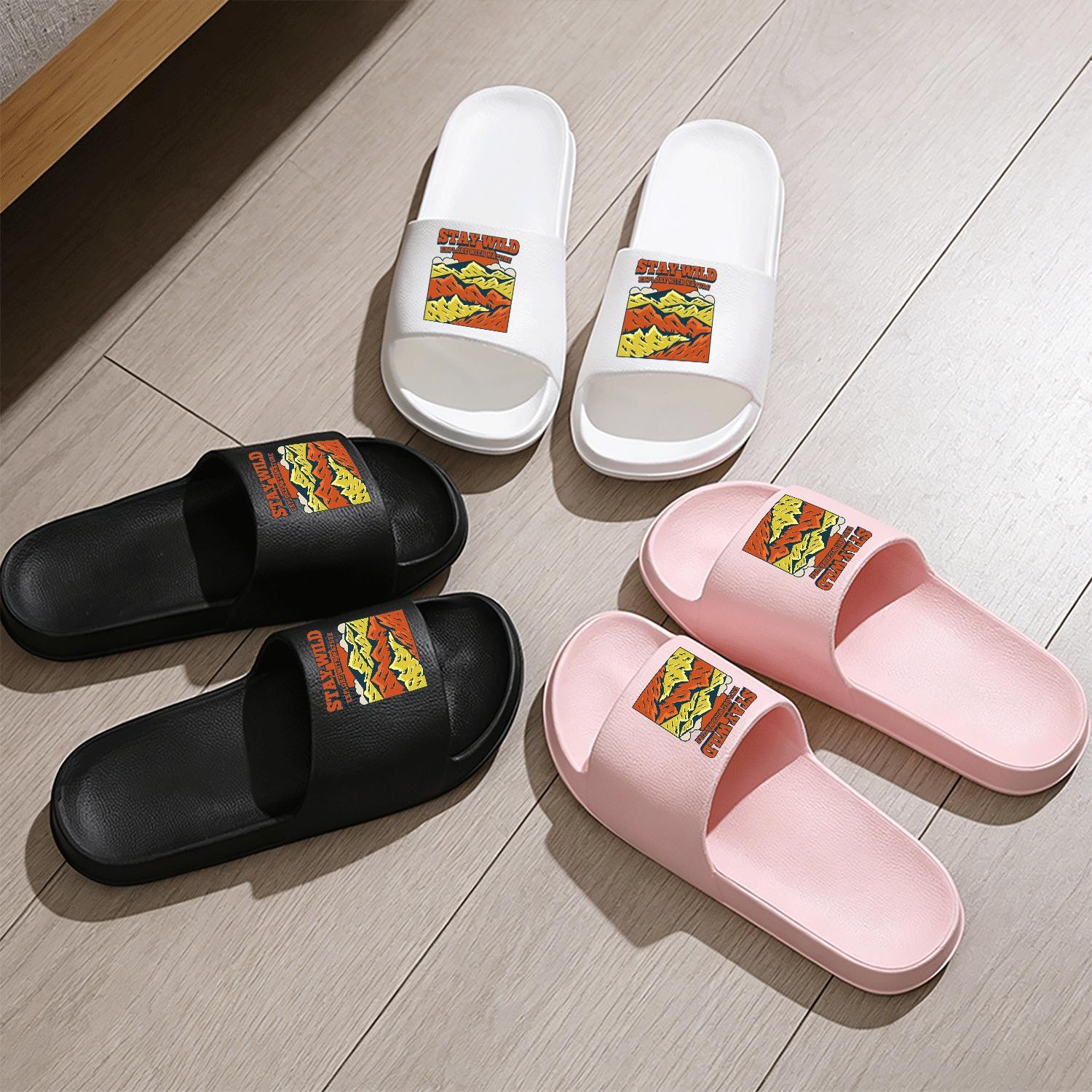 Stay Wild Explore With Nature Mountain Pattern Slippers Comfortable Non-Slip Indoor Outdoor Shoes Lightweight Soft Sole Casual Footwear For Men Women Travel Hiking Adventure Inspired Design Breathable Open Toe