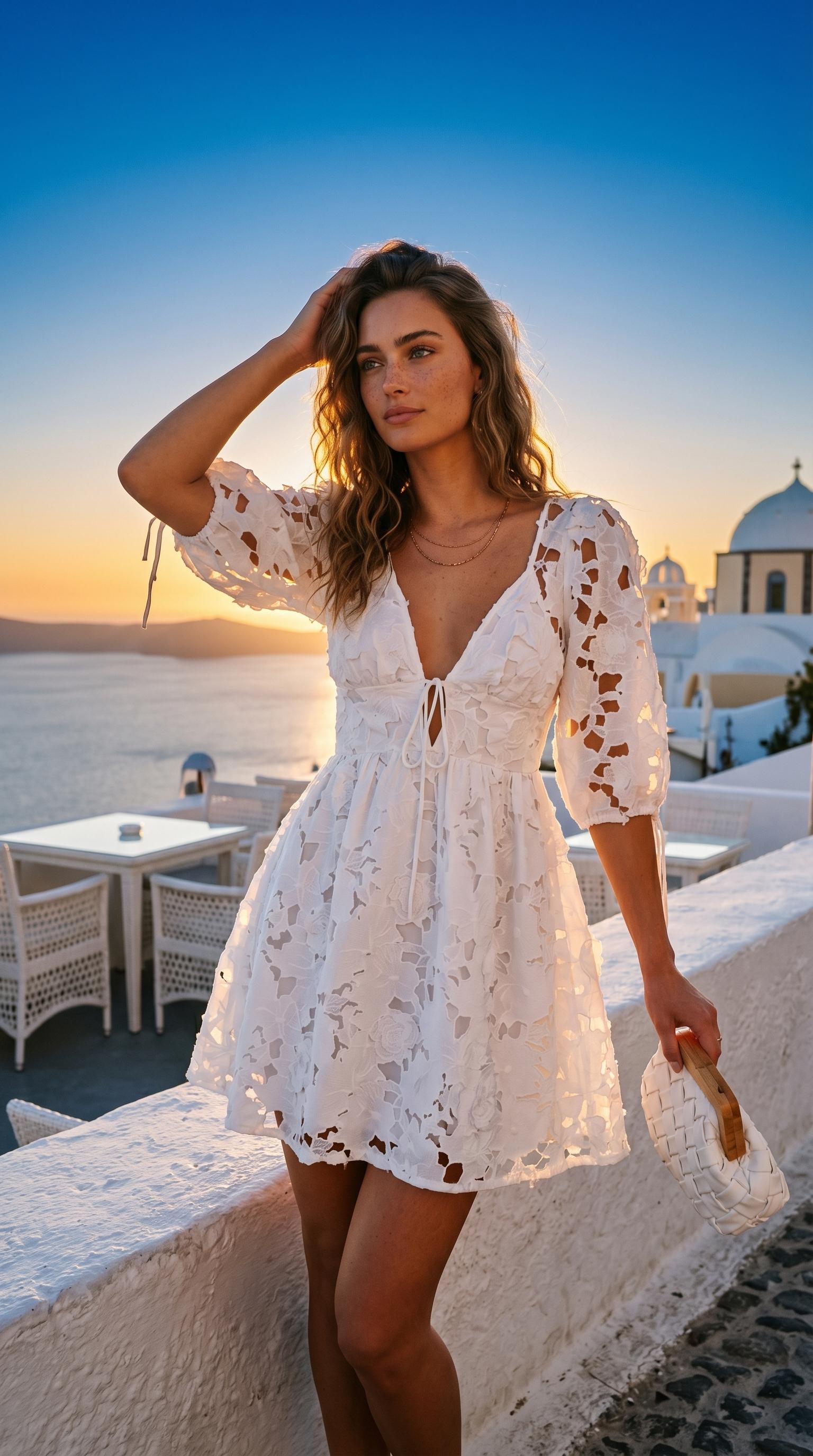 paulette floral crochet lace mini dress Maribel main image 1