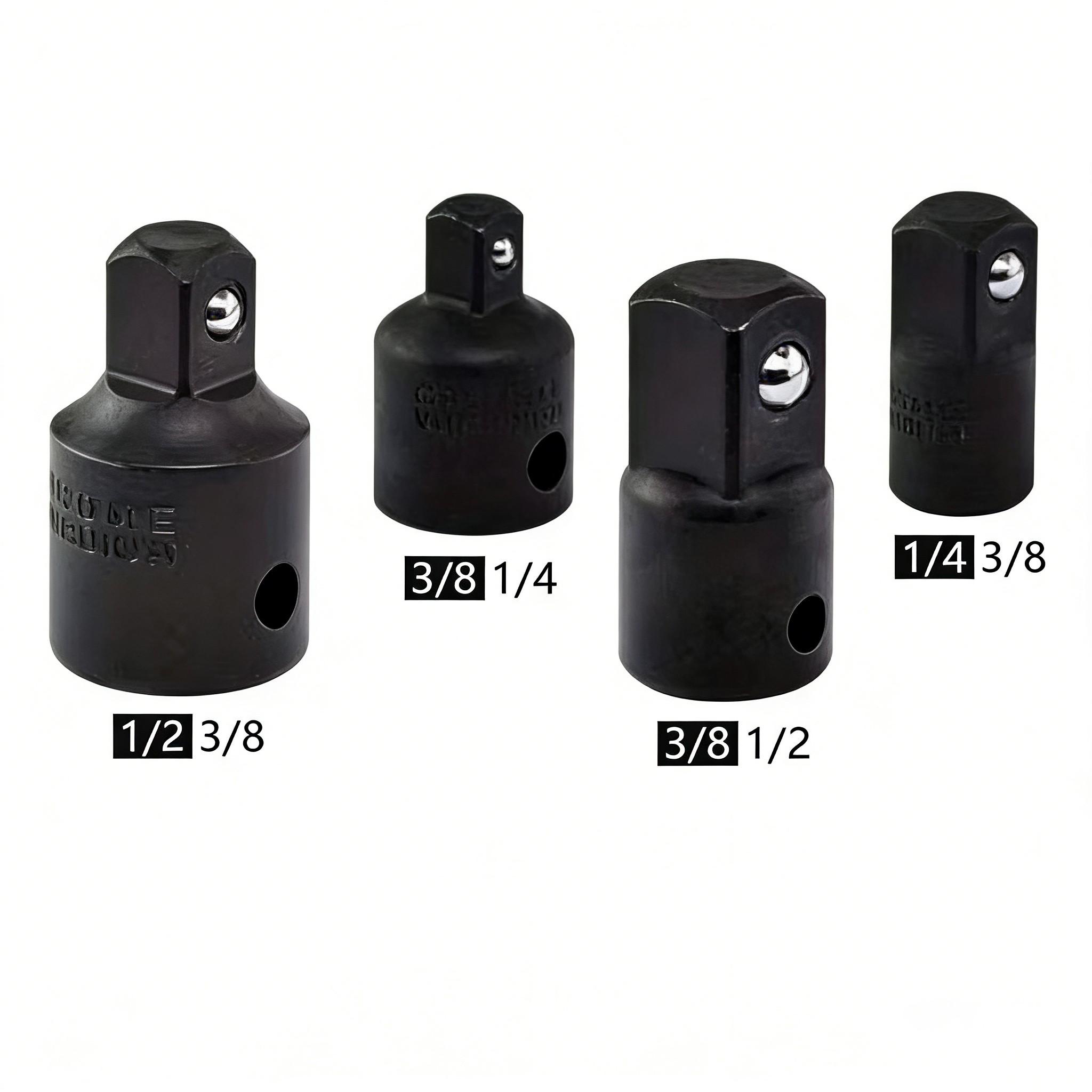 4pcs Ratchet Wrench Set with Socket Adapter, 1/4", 3/8", 1/2" Drive Converter, Air Impact & Craftsman Tools, Spanner Keys, Reducer