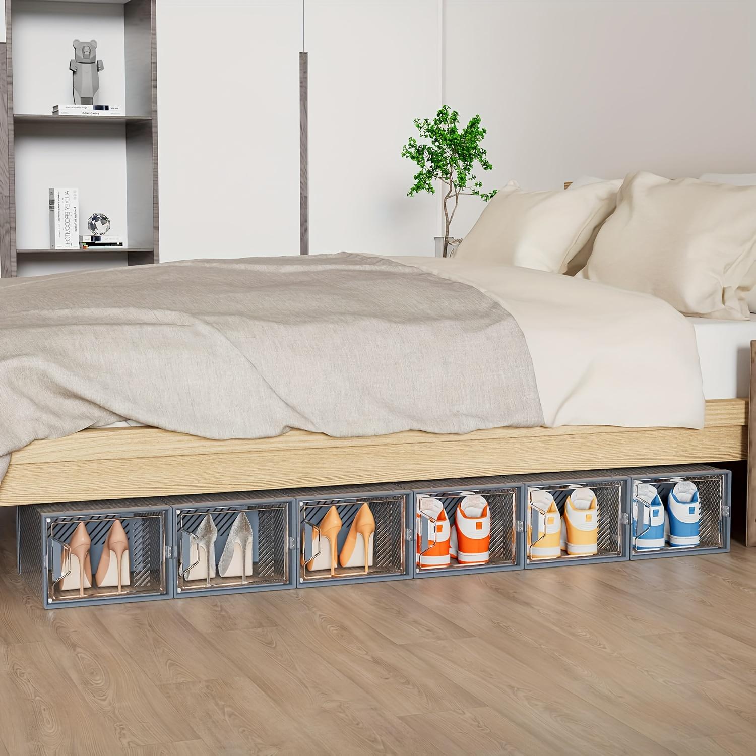 24-Pack Transparent Plastic Shoe Boxes with Lids, Foldable and Stackable Shoe Storage Bins Organiser - Waterproof, Space-Saving Shoe Storage for All Shoes, Multilayer Sneaker Display Racks - Suitable for Entryways, Bedrooms, Homes, and Dorms