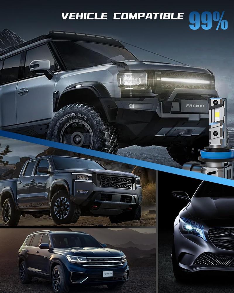 [One-year warranty service provided] FRANXI 9005/HB3/9006/HB4/H11/H9/H8/H7 White LED Headlight Kit High/Low Beam Bulbs Super Bright 6000K 32000LM 【Check the image to confirm your model】