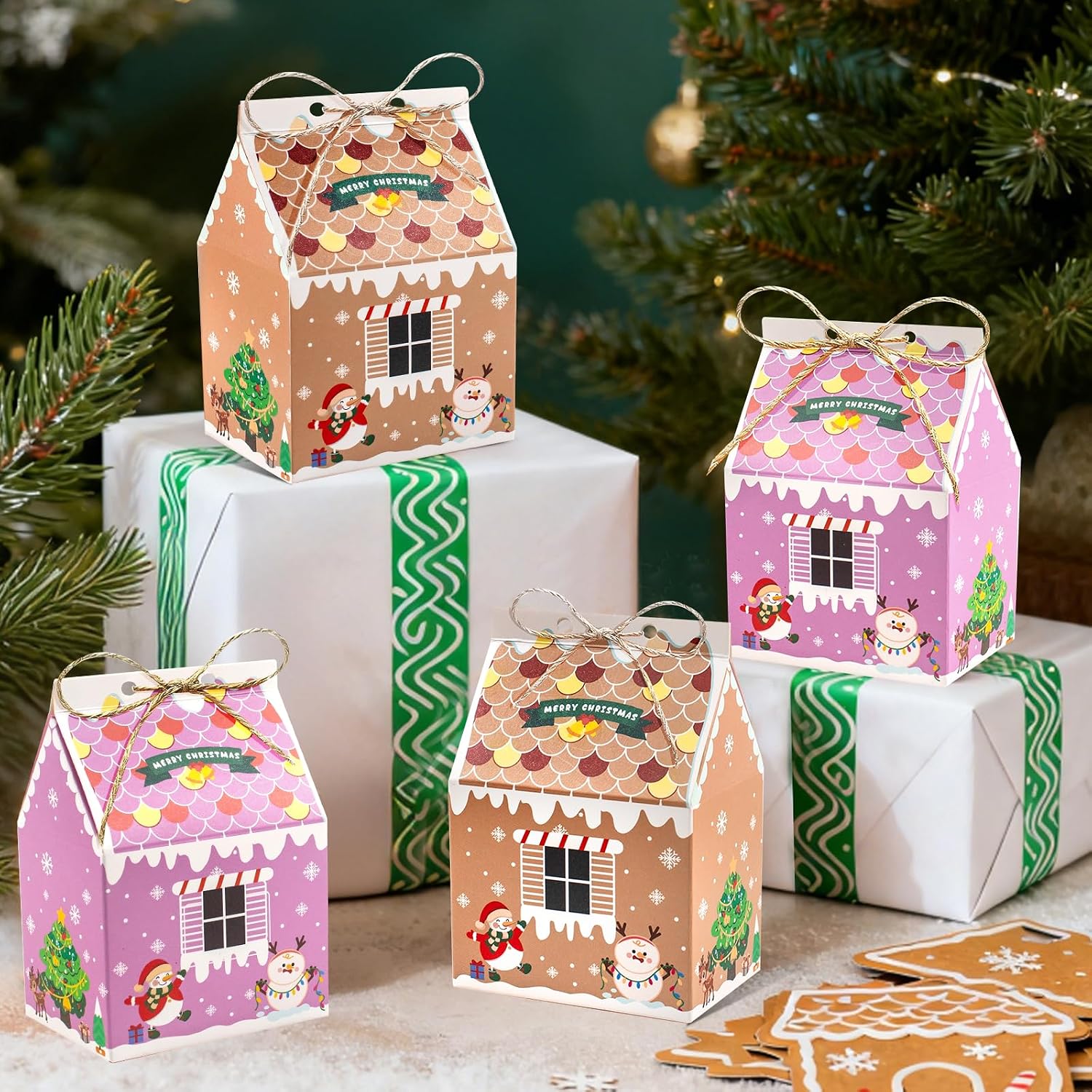 50 count Christmas Cookie Boxes,Small Christmas Wrap Boxes | Gingerbread House Candy Party Favor Box,for Wedding Party Xmas Shower 50 count Christmas Cookie Boxes,Small Christmas Wrap Boxes | Gingerbread House Candy Party Favor Box,for Wedding Party Xmas Shower