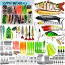 52/99/188/360-Piece Fishing Lure Set, Artificial Lures, Fishing Gear Supplies, Fishing Stuff, Outdoor Fishing Supplies, Assorted Spoon Lures and Soft Plastic Worms for Bass, Trout and Salmon, Complete Fishing Tackle Kit for Men