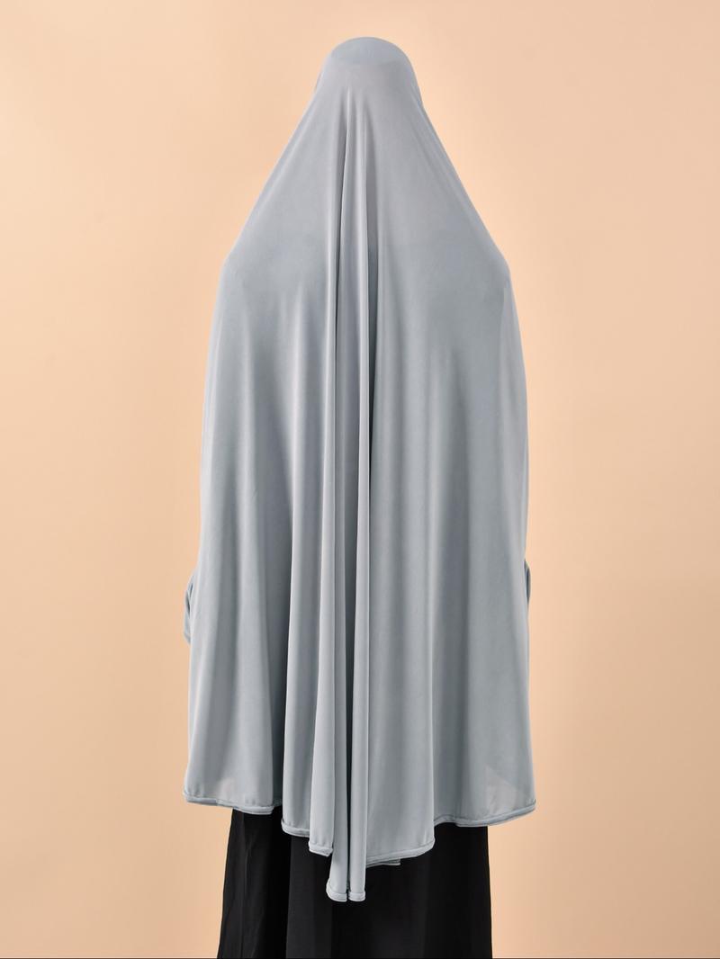 Women's Fashion Plain Long Headscarf with Sleeve Cover, Crystal Abaya Hijab, Suitable for Daily Outdoor Sun Protection