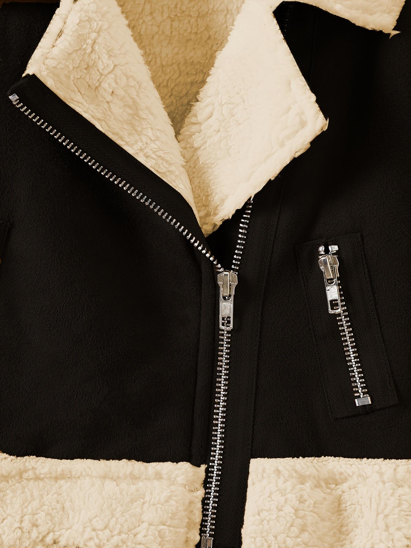 [Winter Jacket Brown] Mystic Girls' Winter Jacket - Thickened Faux Fur-Lined Zipper Coat with Full-Zip Closure, Brown & Lapel Collar, Full-Zip Front, Winter Jacket For Girls, Winter Clothes For Girls
