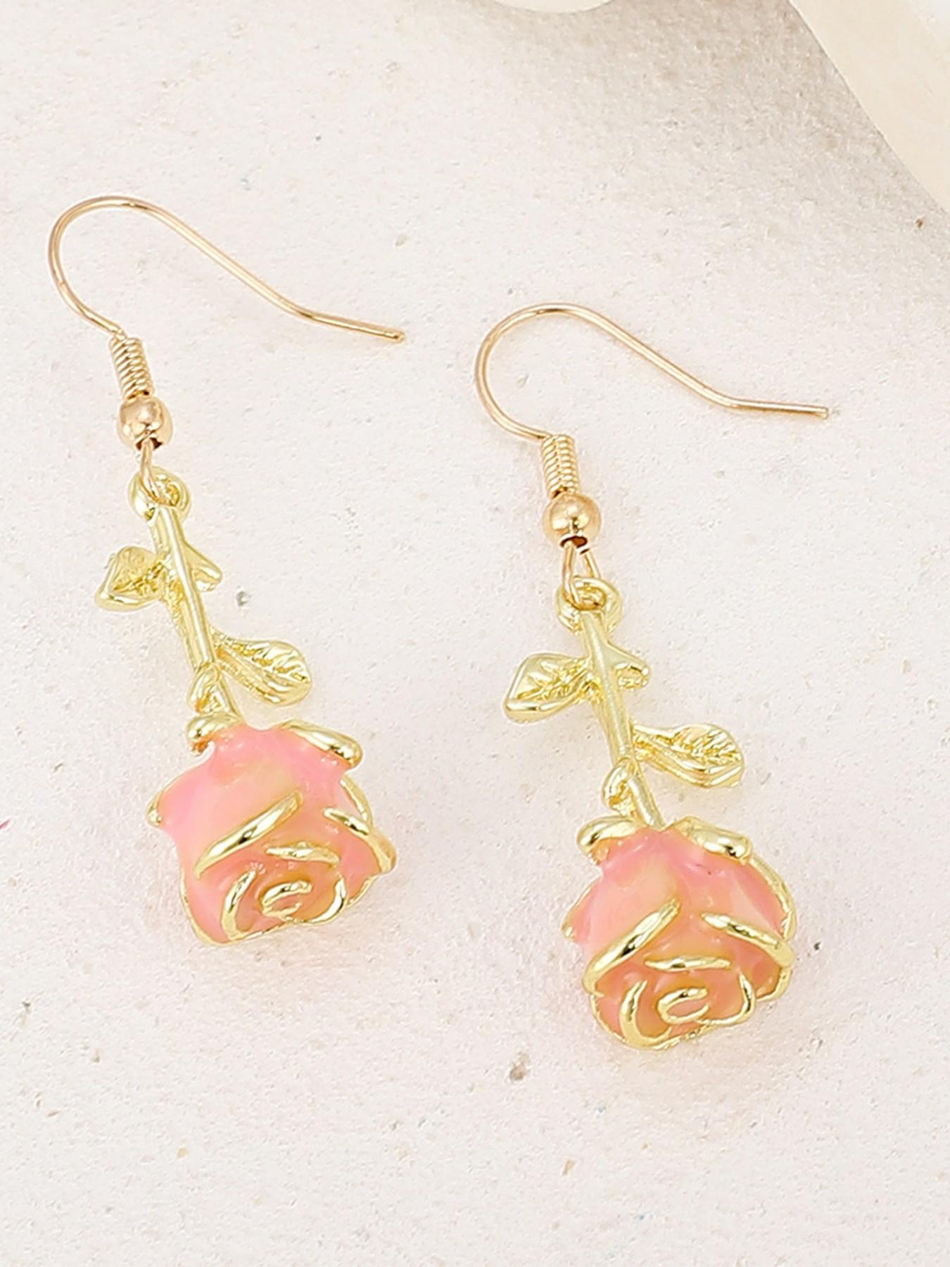 Vintage Rose Flower Earrings, Simple Fashion Ear Studs, European and American Style, Trendy Floral Jewelry, Elegant Accessory