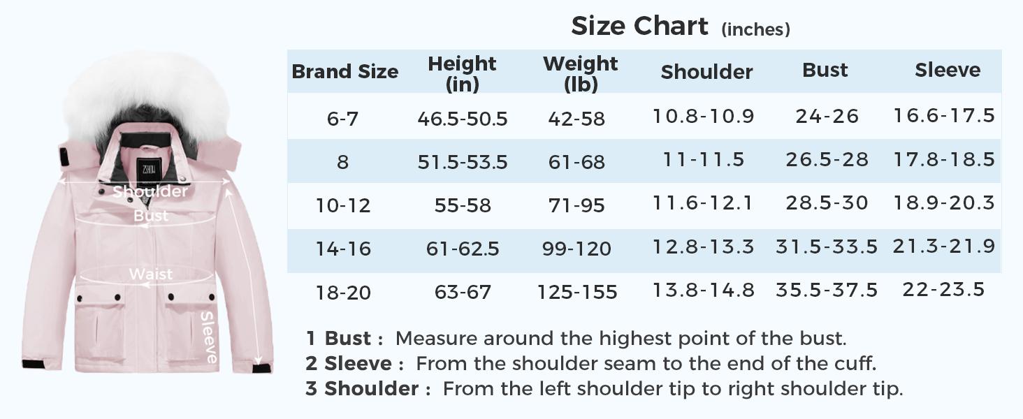 Kids' Waterproof Ski Jacket Warm Fleece Lined Thick Padded Winter Coat