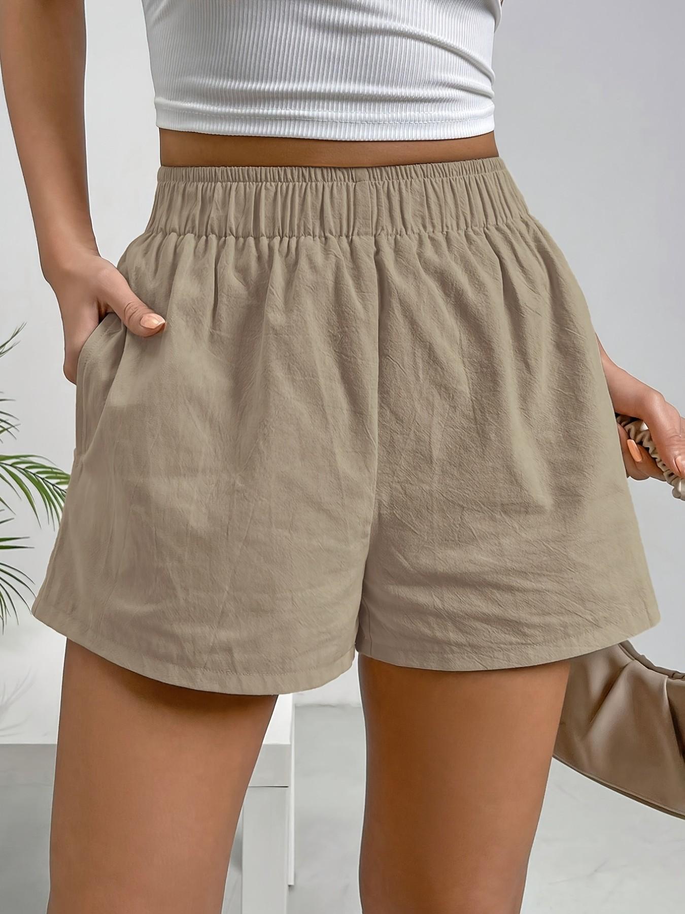 Summer Casual Elastic Waist Shorts, Multi-Color Loose Fit A-Line Wide Leg Pants, Home Commute Versatile Slimming Hotpants
