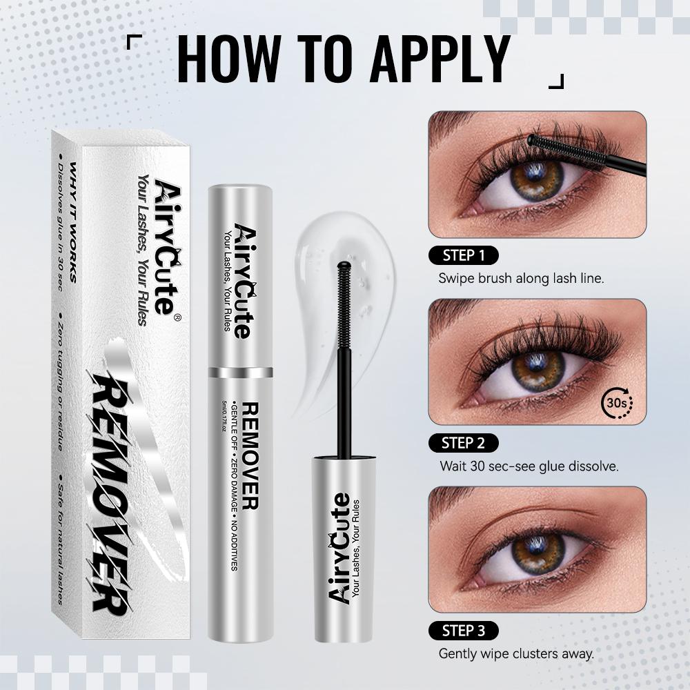AiryCute Lash Bond Seal Remover | 2-IN-1 POWER DUO | Strong Hold, Waterproof & Remover-Safe for Flawless Lashes| Lash Bond Seal Remover for Lash Clusters | Latex-Free Waterproof Long-Lasting for Sensitive Eyes Pool-proof
