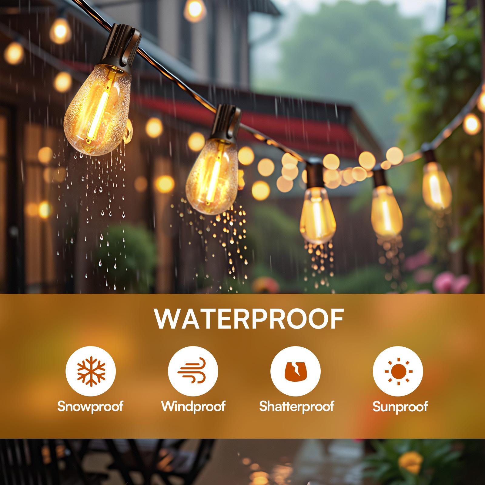 DAYBETTER Outdoor S14 solar string lights IP65 waterproof 3 lighting modes super bright LED lights suitable for terrace, backyard, porch(New & Old Styles Mixed Delivery)