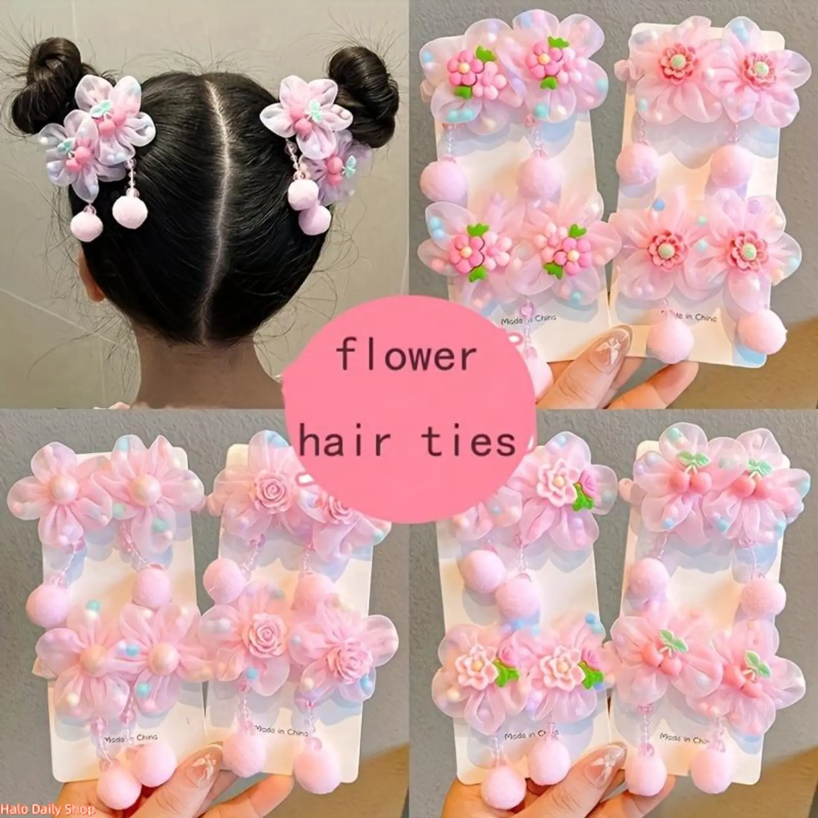 12pcs Elegant 3-14y Kids' Non-Damaging High-Elasticity Fashion Headbands - Prop 65 Safe Flower Imitation Pearl Tassel Hair Accessories with Rose Bow, Holiday Gift, Hair Accessories Kit, Elastic Hair Accessory, Headpiece