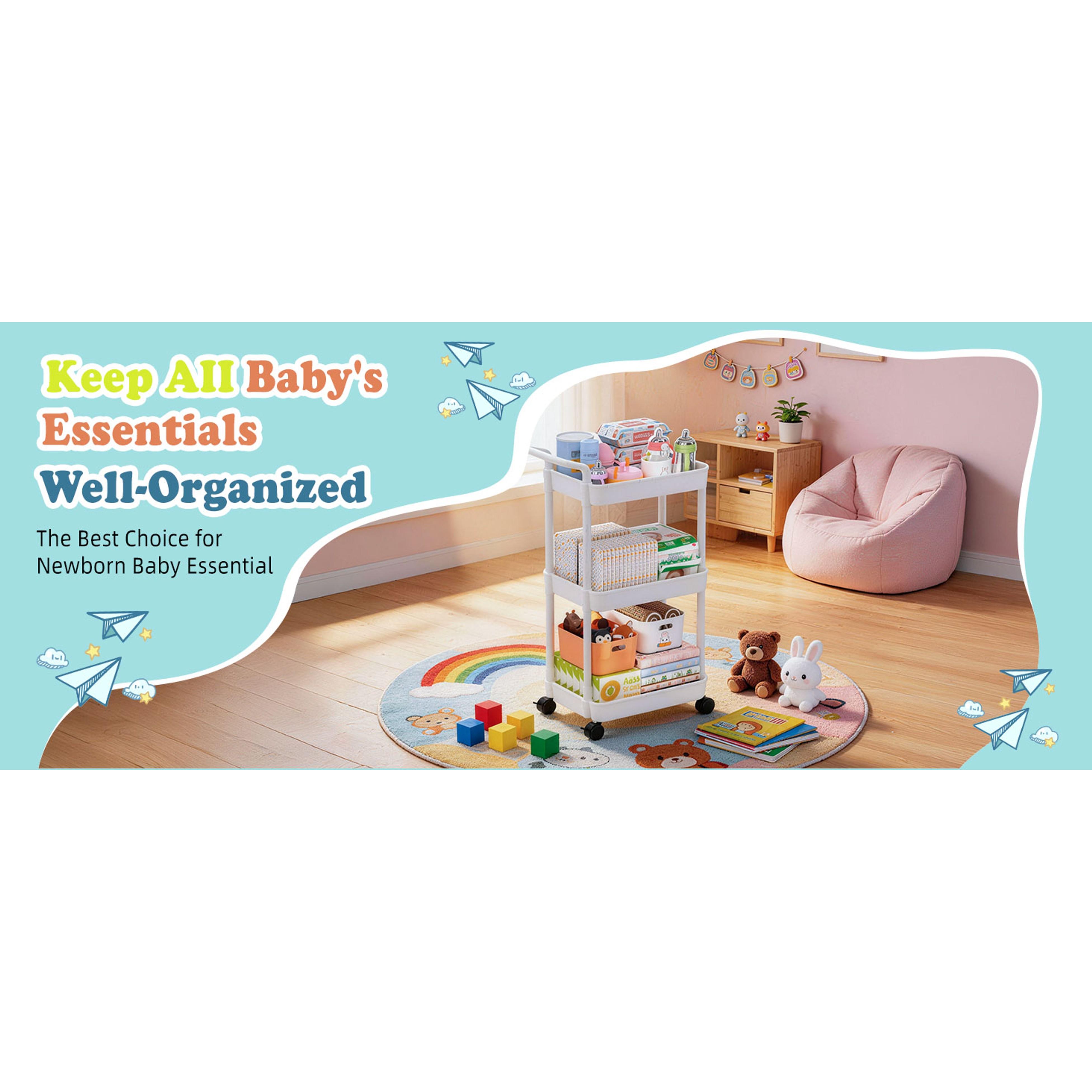 Baby Diaper Caddy, Plastic Movable Cart for Newborn Nursery Essentials Diaper Storage Organizer for Changing Table & Crib, Easy to Assemble, Baby Registry, Off-White Baby Diaper Caddy, Plastic Movable Cart for Newborn Nursery Essentials Diaper Storage Organizer for Changing Table & Crib, Easy to Assemble, Baby Registry, Off-White