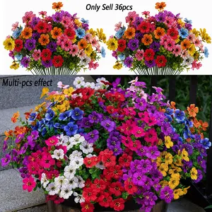 36-Pack Vibrant Artificial Eucalyptus Flowers, Multi-Colored Floral Ornaments, High-Quality Plastic Decor for Balcony, Patio, Weddings, Events