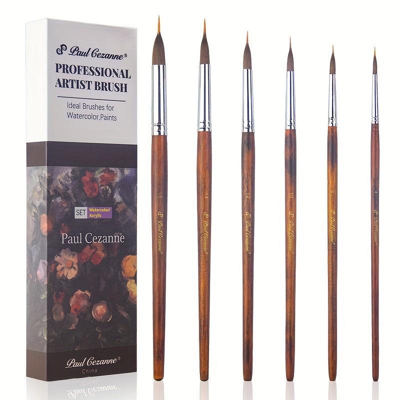 6pcs animal hair professional hook brush set, including 6 brushes of different models, is suitable for watercolor, acrylic and oil painting creation, and is a powerful tool for professional painters, art students and art lovers to express delicate strokes