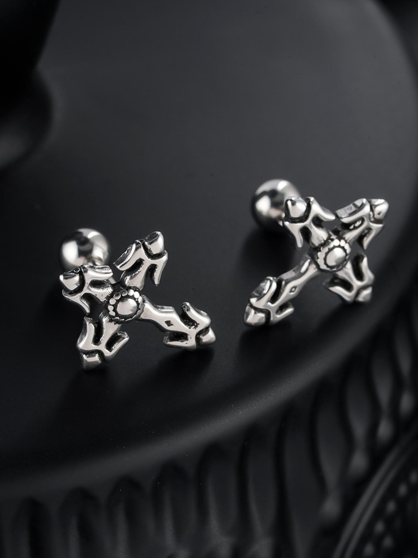 Cross Earrings for Men and Women, Punk Fashion Jewelry, Trendy and Stylish Ear Studs, Versatile Accessory for All Occasions