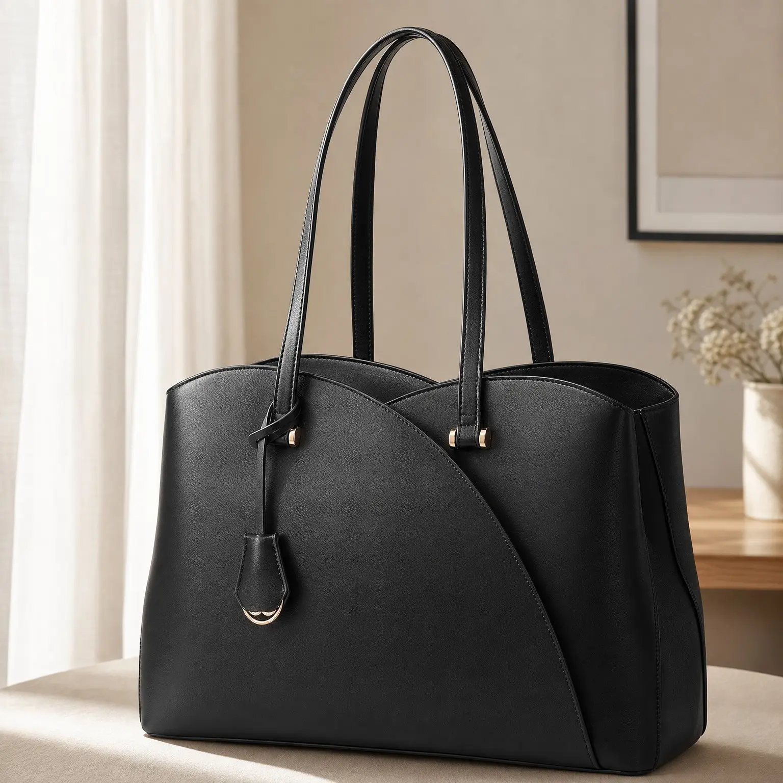 Women's Laptop Tote Bag for Work, Teacher Tote Bag, Leather Computer Bag Large Purses Handbag Professional Briefcase, Fits 15.6 Inch Laptop, BlackGift