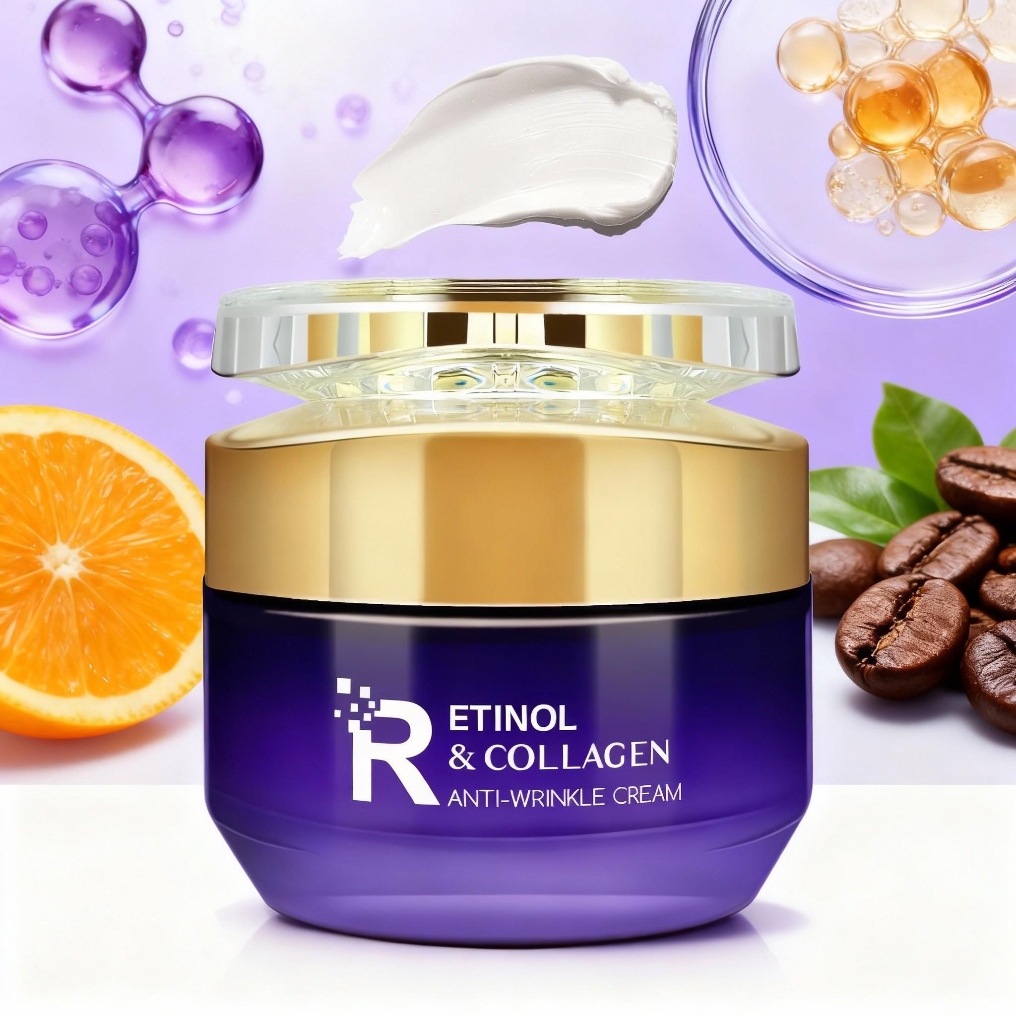Retinol Face Cream, Anti-Wrinkle Collagen Moisturizer, Rich in Ceramides and Vitamin E, Deeply Nourishes and Hydrates, Fights Fine Lines