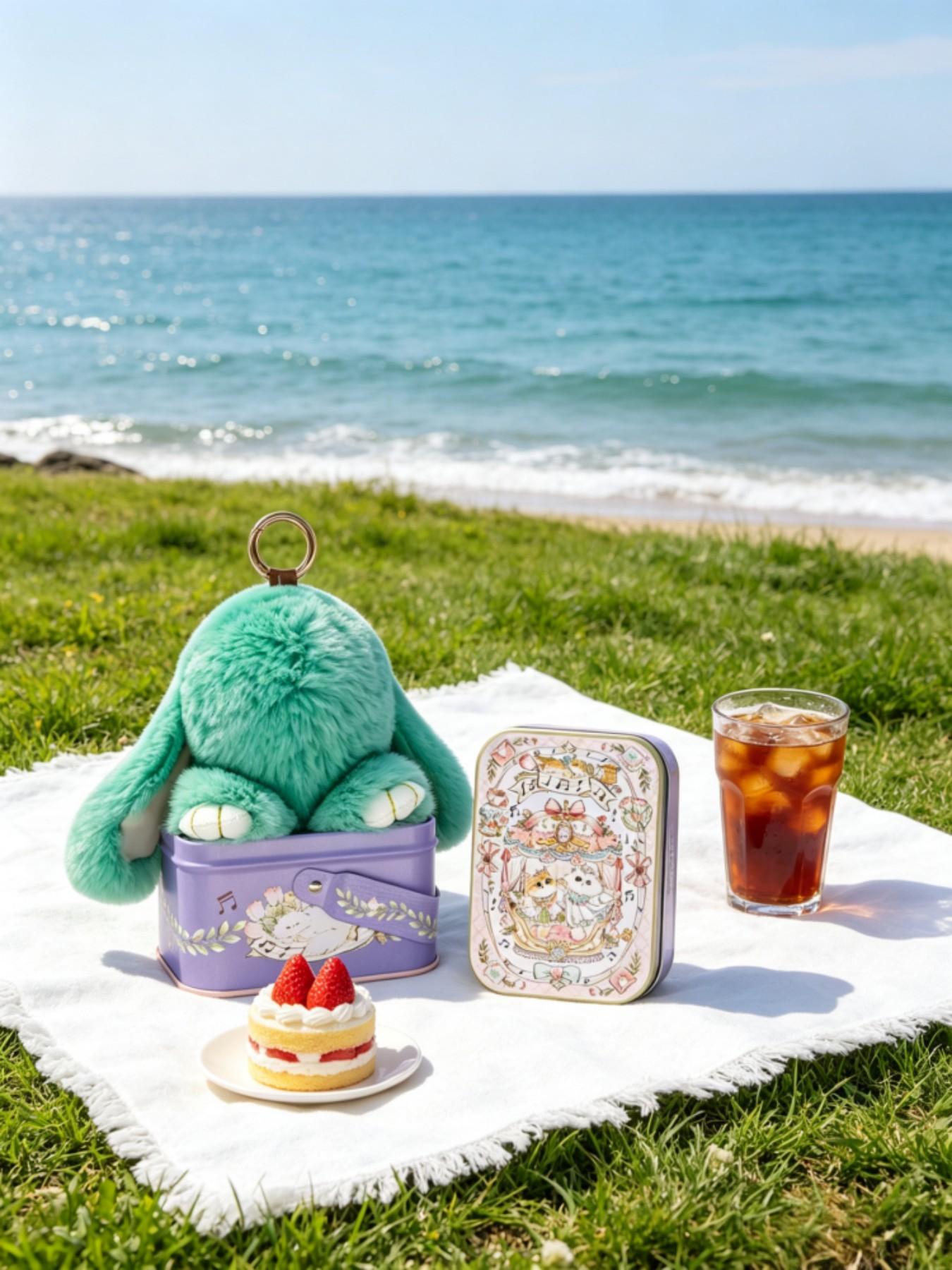 Handmade Rabbit Keychain with Design Tin Box, Creative Gift for Girls, Soft Fuzzy Bunny Pendant, Travel Accessory, Birthday Present