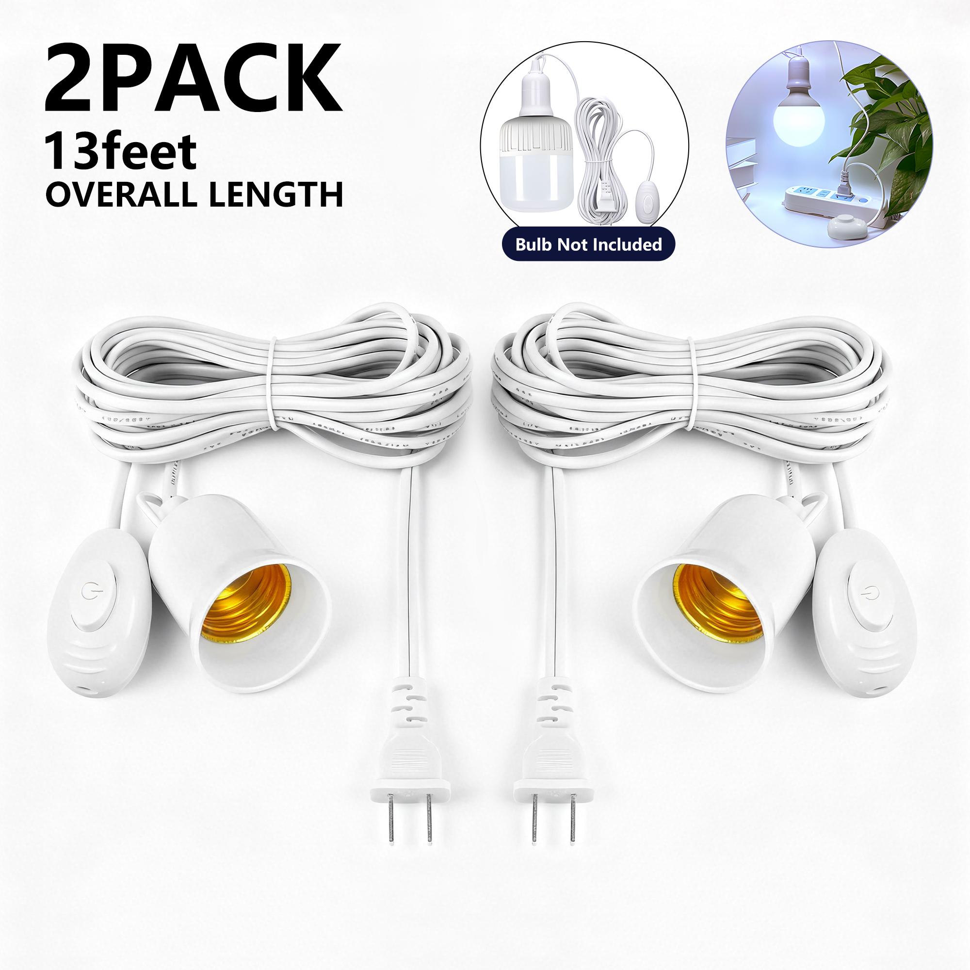 Kasotile Pendant Light Extension Cord, E26 Lamp Base, On/Off Switch Near Polarized Plug, 13ft White, 1/2 Pack, Bulb Not Included
