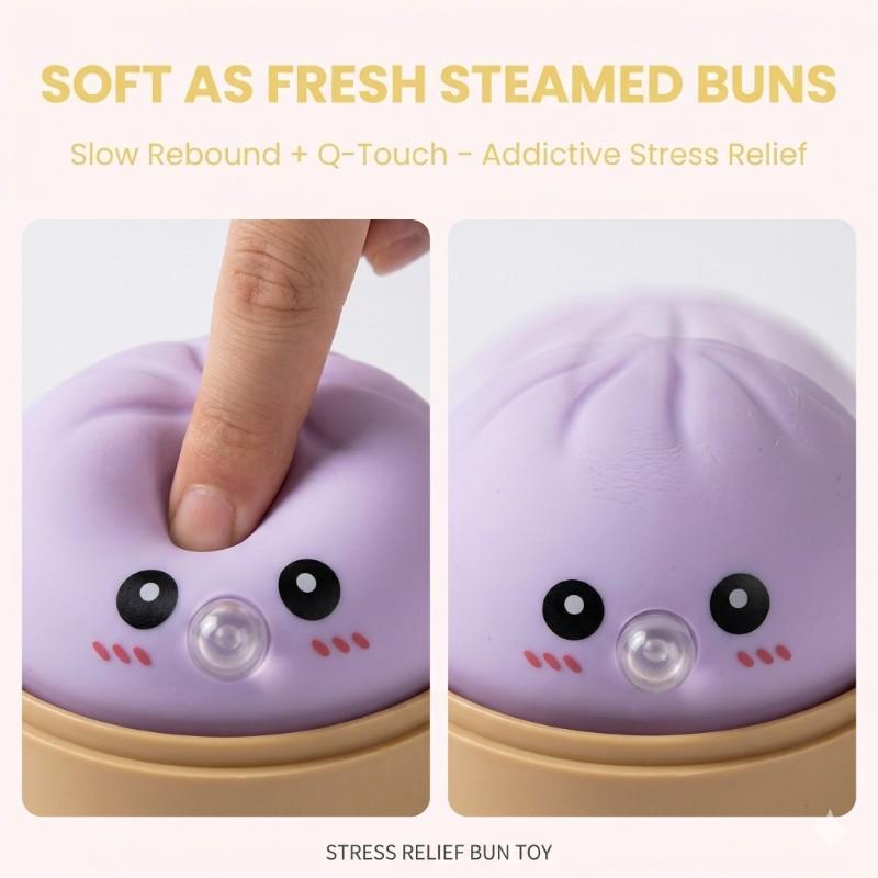 Cute Baozi Shape Stress Relief Toy, Bubble Blowing Squeeze Fun, Includes Steamer Basket, Random Color, Fun Squeeze Toy for Kids