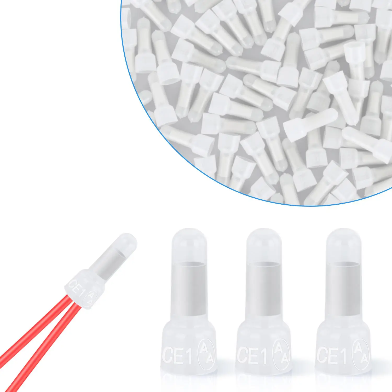 Nilight 300PCS CE1 Series Quick Connectors, 22-16 Gauge Nylon Shell Insulated Closed End Terminals, Solderless Wire Caps for Automotive, Marine Electrical Wiring