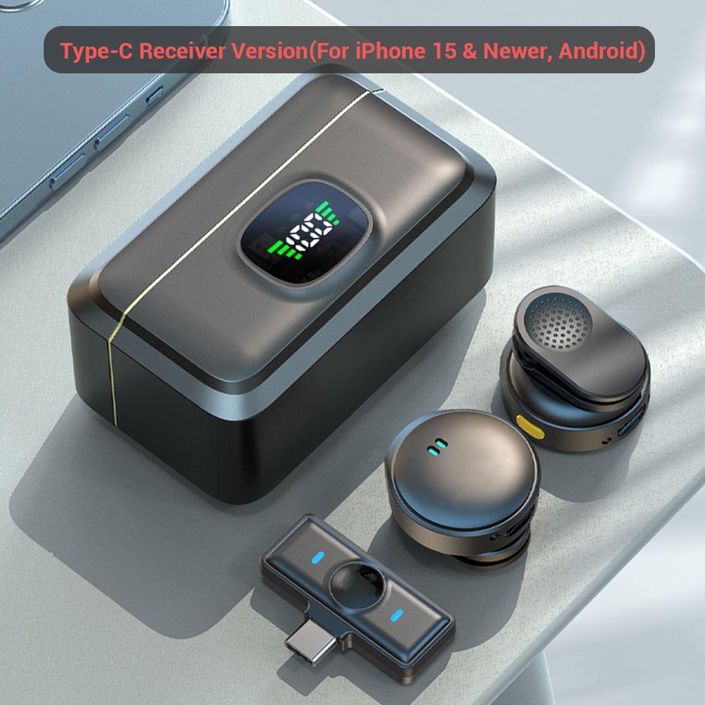 Wireless Lavalier Microphone with Digital Display Charging Case, Mini Clip-On Lapel Microphone for Video Recording, Teaching, Interviews, Podcasts and Live Streaming