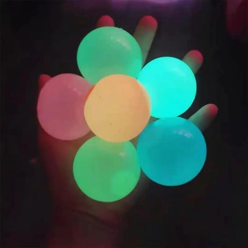 4/8/12 Piece Glowing Sticky Balls, Ceiling Sticky Balls, Glow-In-The-Dark Stress Relief Toys, Christmas Stocking Stuffers for All Ages
