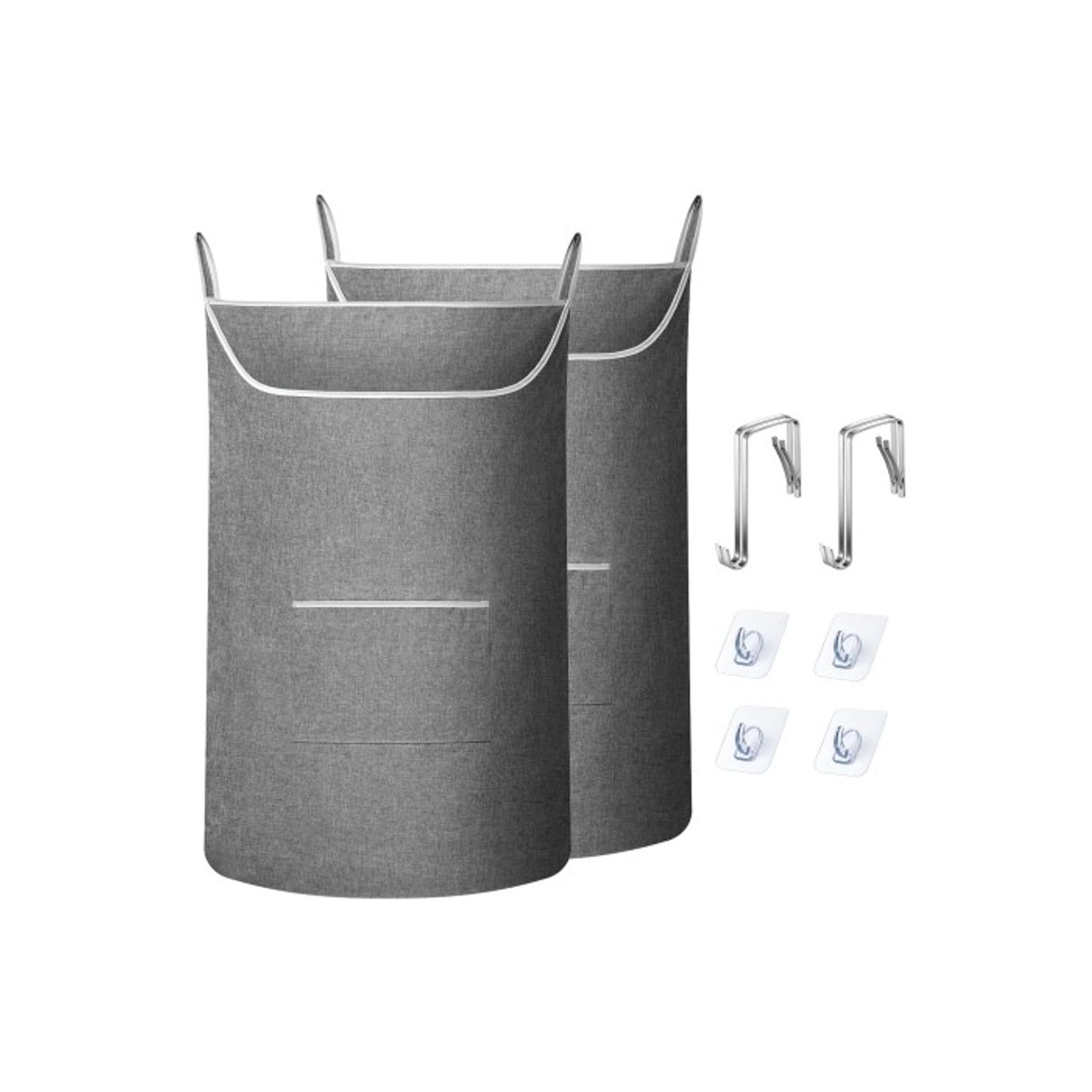X-Large Door Hanging Hamper Bag,2 Pack Large Capacity Hanging Laundry Hamper Basket with Wide Opening Dirty Clothes Laundry Hamper Storage Bag Size 35X22inch(Grey-2Pack)